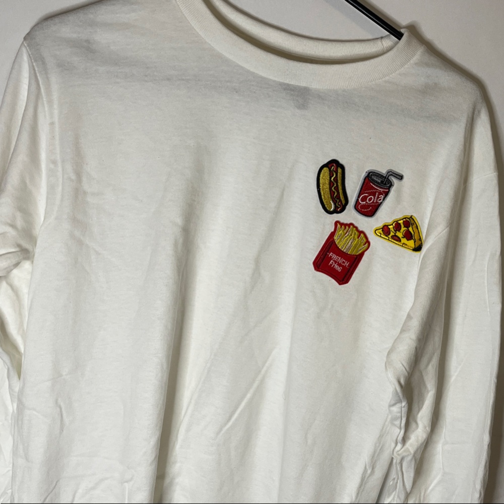 Gildan Kids White Shirt with Fun Food Patches